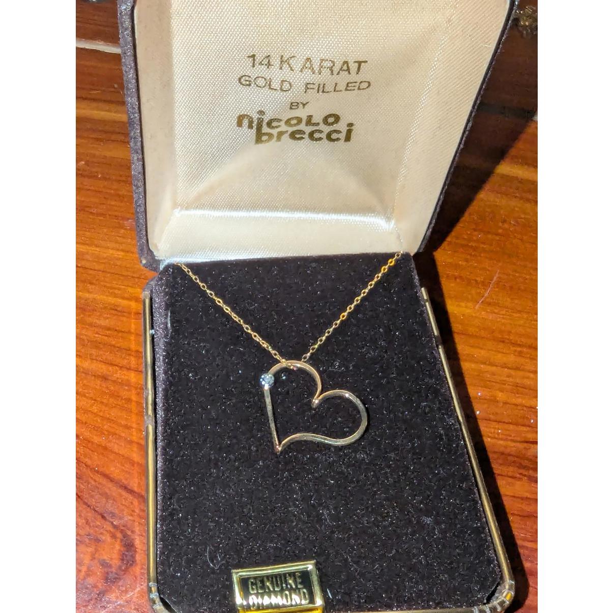 14 Karat Gold Filled Heart Necklace With Genuine Diamond